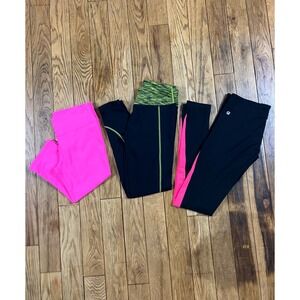 Fabletics Activewear Leggings Set Neon‎ Pink Black Lime Green Size XS Athletic